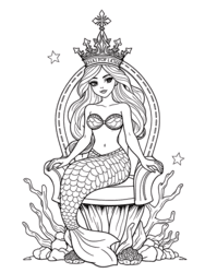 Mermaid with Crown coloring preview