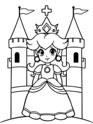 Princess Peach Posing Before Castle coloring preview
