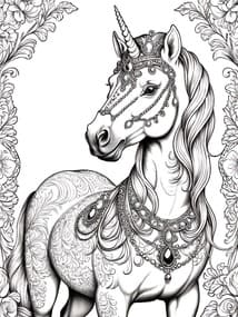 Unicorn with Jeweled Harness coloring preview