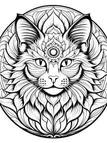 Free printable Cat Face with Lotus Crown