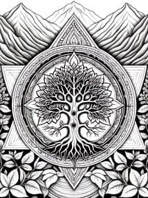 Sacred Tree of Life Mandala Printable Page