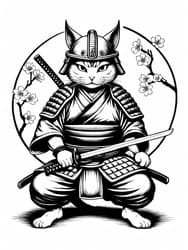 Free printable Samurai Cat in Armor