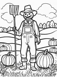Scarecrow in Overalls Printable Page