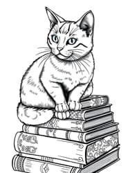 Cat Perched on Books