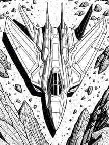 Starfighter Over Rocky Planet Coloring Page