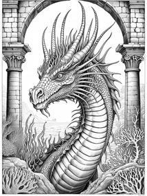 Sea Serpent Dragon coloring preview