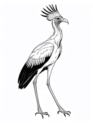 Secretary Bird with Crest coloring preview