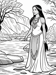 Pocahontas in Beaded Dress coloring preview