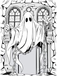 Ghost Haunting Castle Entrance coloring preview
