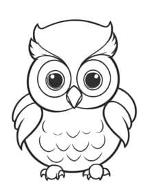 Cute Owl with Big Eyes coloring preview