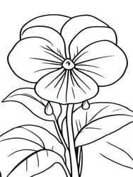 Simple Pansy Flower with Leaves coloring preview