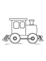 Cartoon Train with Chimney and Wheels