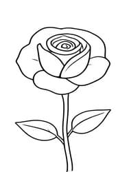 Elegant Rose on Thorny Stem coloring preview