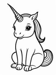 Sitting Baby Unicorn coloring preview