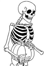 Skeleton Holding Pumpkin