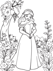 Sleeping Beauty in garden coloring preview