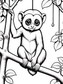 Free printable Slow Loris Hanging on Branch