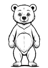 Cartoon Bear Standing with Big Belly