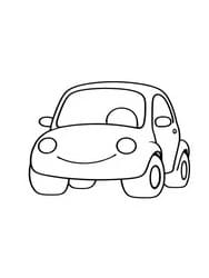 Cute Compact Car with Happy Face coloring preview