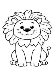 Smiling Lion Cub with Mane coloring preview