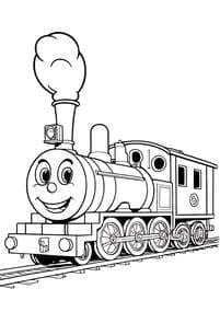Smiling Steam Locomotive Train coloring preview