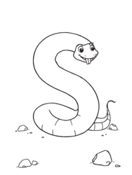 Snake Coiling into Letter S coloring preview