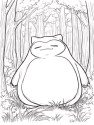 Snorlax Dozing in Forest coloring preview