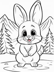 Snow Bunny Hopping Near Pines coloring preview