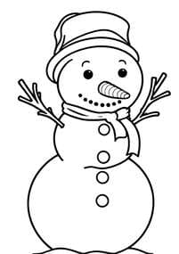 Snowman Wearing Hat and Scarf coloring preview