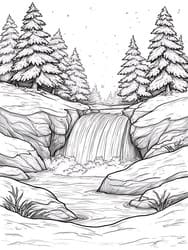 Snowy Waterfall coloring preview