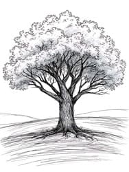 Bare Tree on Rolling Hills coloring preview