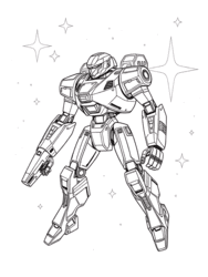 Armored Robot in Cosmos coloring preview