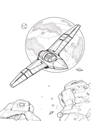 Spacecraft Near Giant World coloring preview