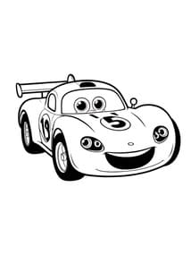 Racing Car with Number 5 and Smile coloring preview