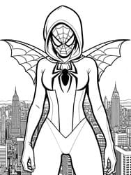 Spider-Gwen with Wings coloring preview