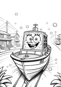 SpongeBob Driving Boat coloring preview