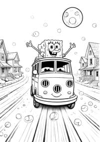 SpongeBob Driving the Patty Wagon coloring preview