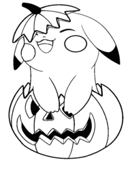 Pikachu Popping from Jack-o'-Lantern coloring preview