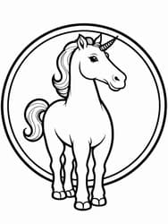 Unicorn in Enchanted Circle coloring preview