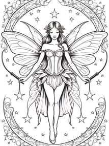 Fairy with Star-Tipped Wands coloring preview