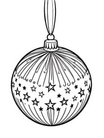 Christmas Bauble with Stars and Swirls Coloring Page