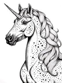 Starry Unicorn Portrait coloring preview