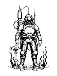 Diver with Lantern Fish coloring preview