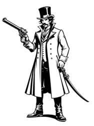 Duelist with Revolver and Saber coloring preview