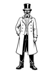 Steampunk Inventor in Top Hat coloring preview