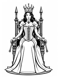 Steampunk Queen on Ornate Throne coloring preview