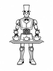 Skeleton Robot Serving Tea coloring preview
