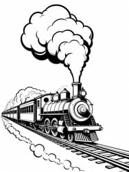 Steampunk Steam Locomotive coloring preview