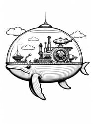 Whale Enclosing Miniature City coloring preview