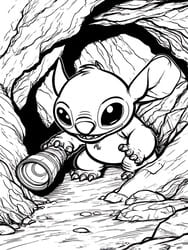 Stitch Exploring Cave coloring preview